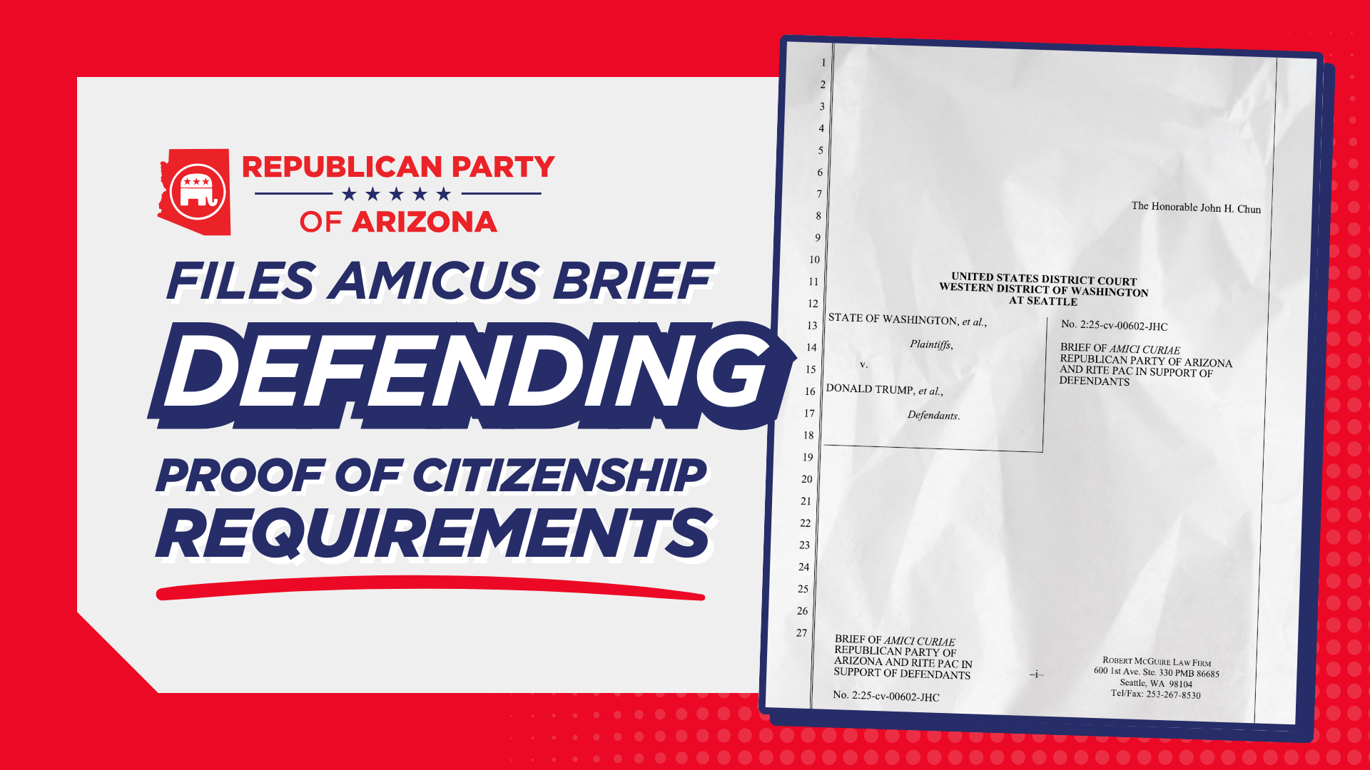 Republican Party of Arizona Files Amicus Brief Defending Proof of Citizenship Requirements